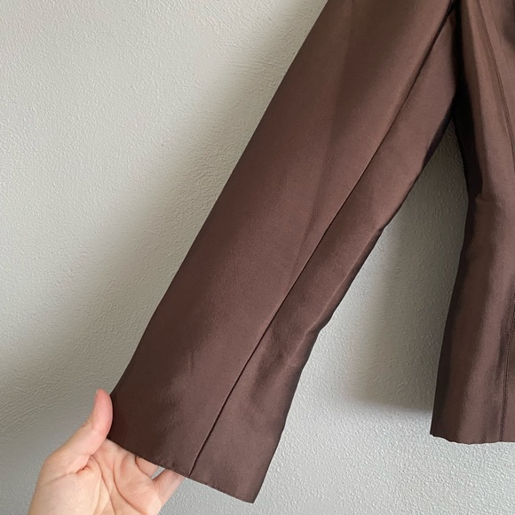 Vintage Jovani Wool Silk Jacket Size 6 Small Brown Formal Long Sleeve Open Front - Picture 8 of 9